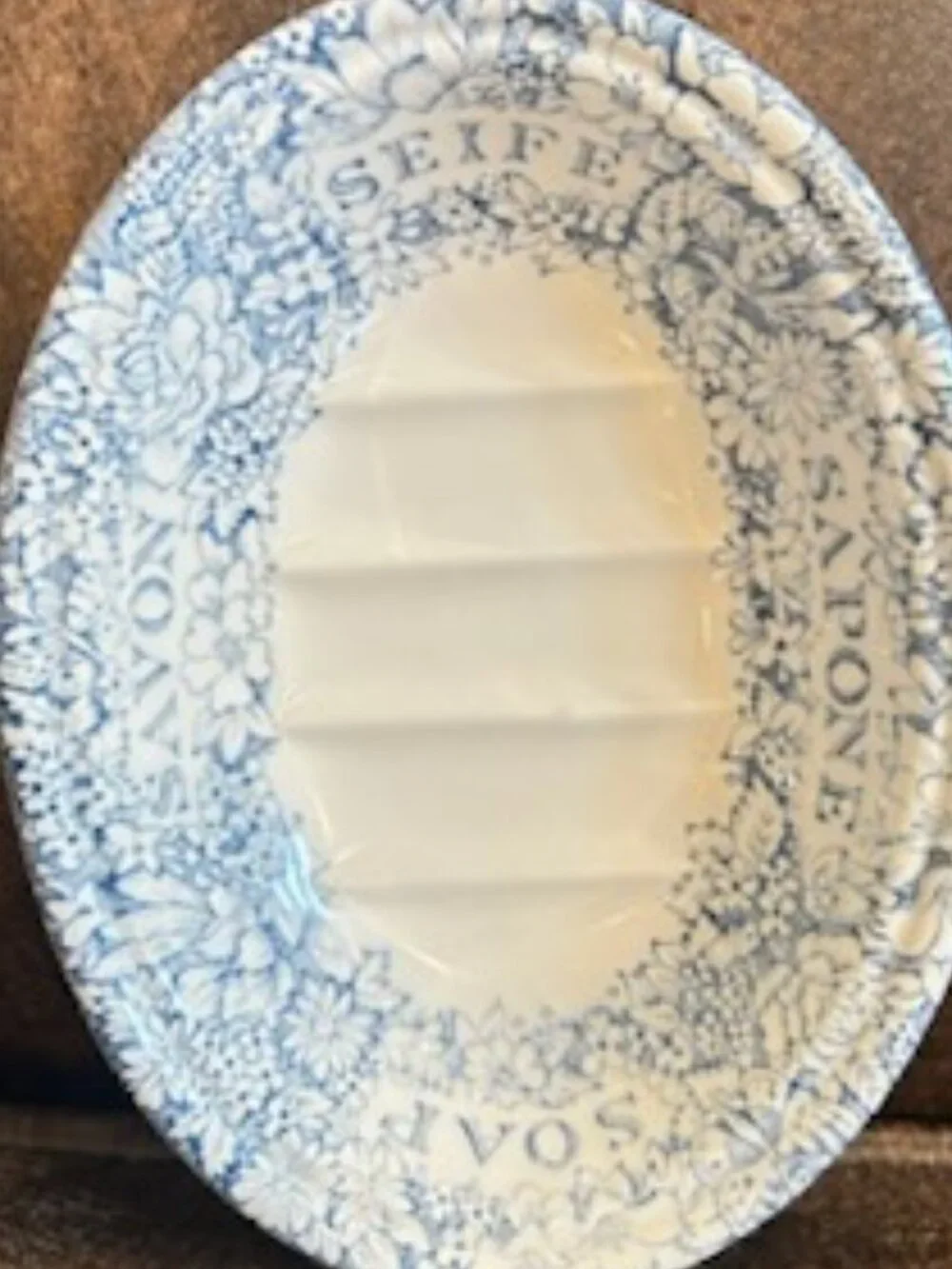 Vintage Blue and White Transferware Ceramic Soap Dish